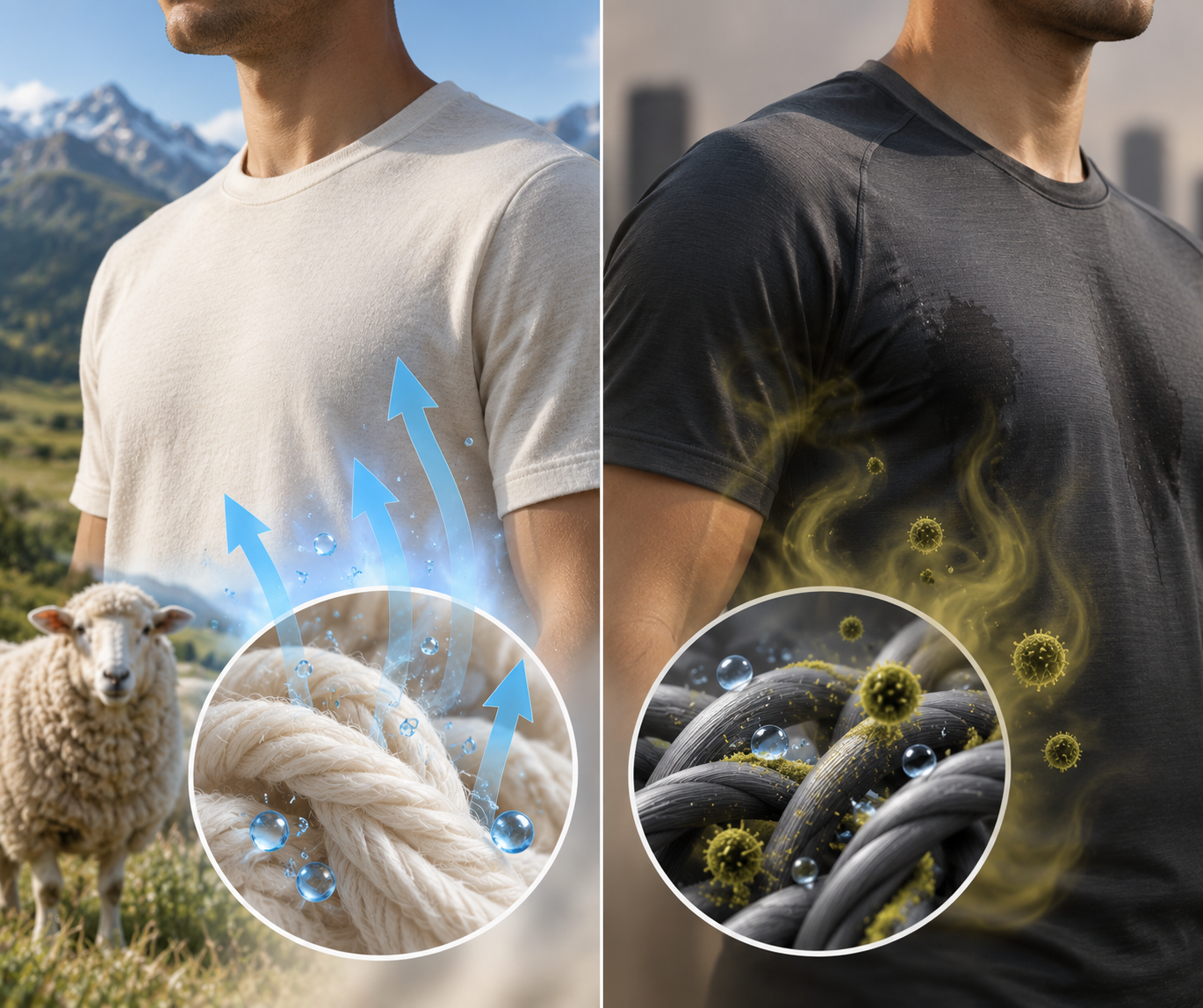 Pourquoi la laine mérinos absorbe-t-elle les odeurs de transpiration sans les retenir comme certains tissus synthétiques ?