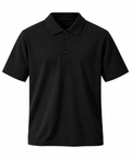 Polo manche courte noir en laine de mérinos 100% premium