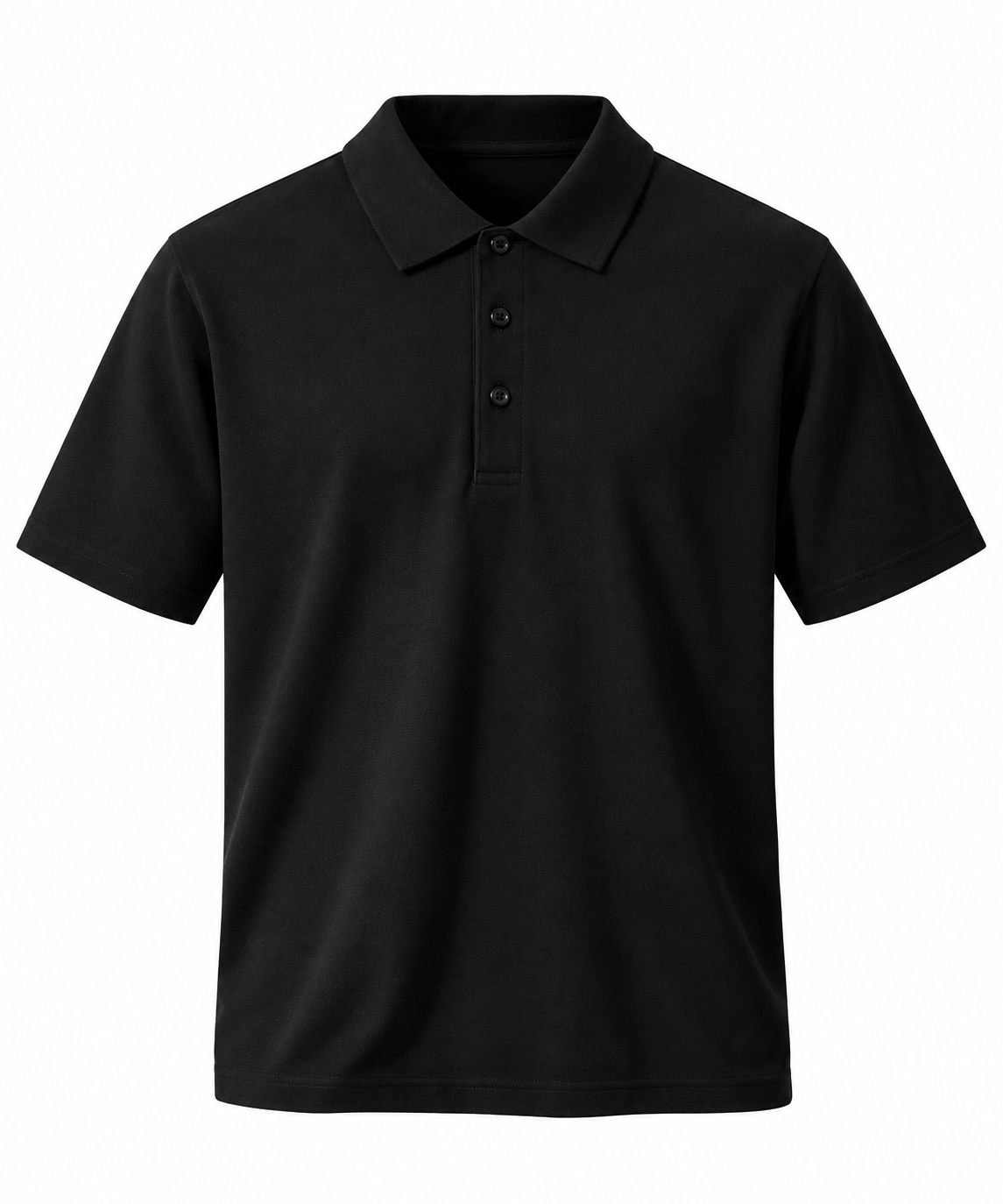 Polo manche courte noir en laine de mérinos 100% premium